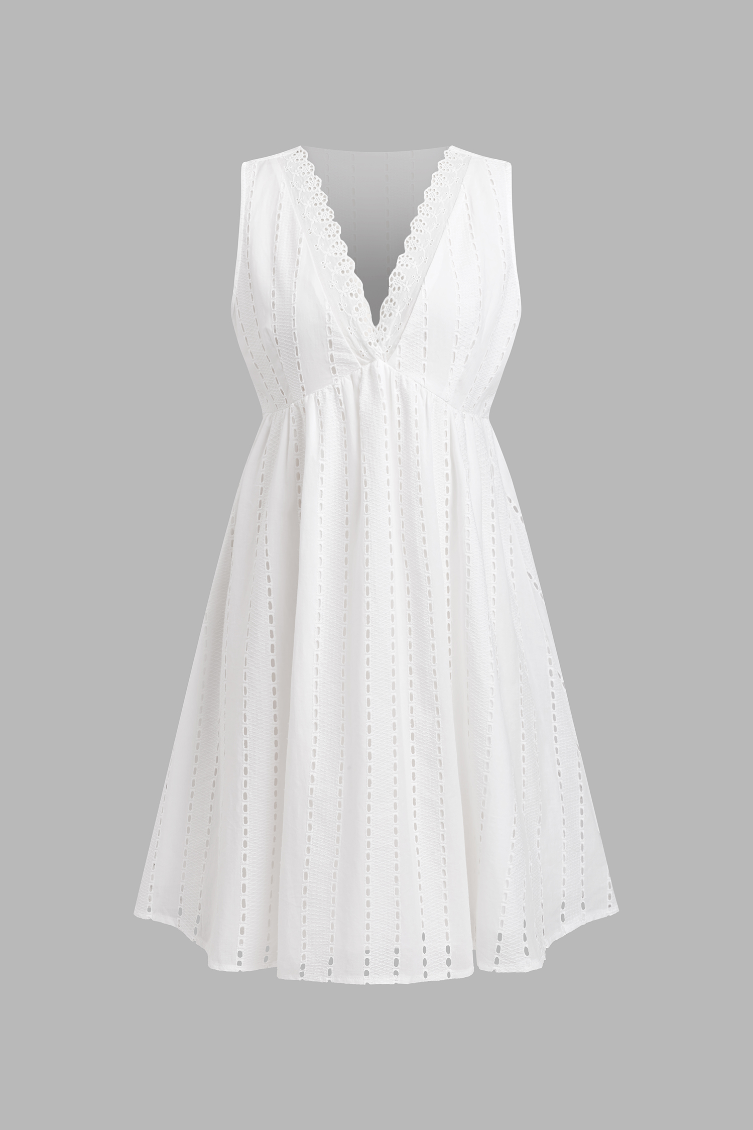 Fable Linen-Cotton Eyelet Mini Dress